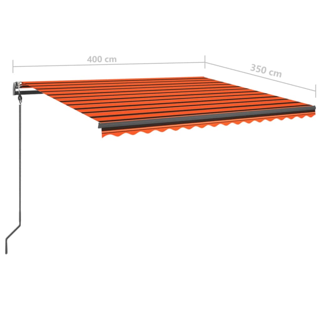 Tenda da Sole Manuale con LED 4x3,5 m Arancione e Marrone 3070220