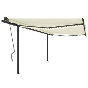 Tenda da Sole Retrattile Manuale con LED 4x3,5 m Crema 3070222