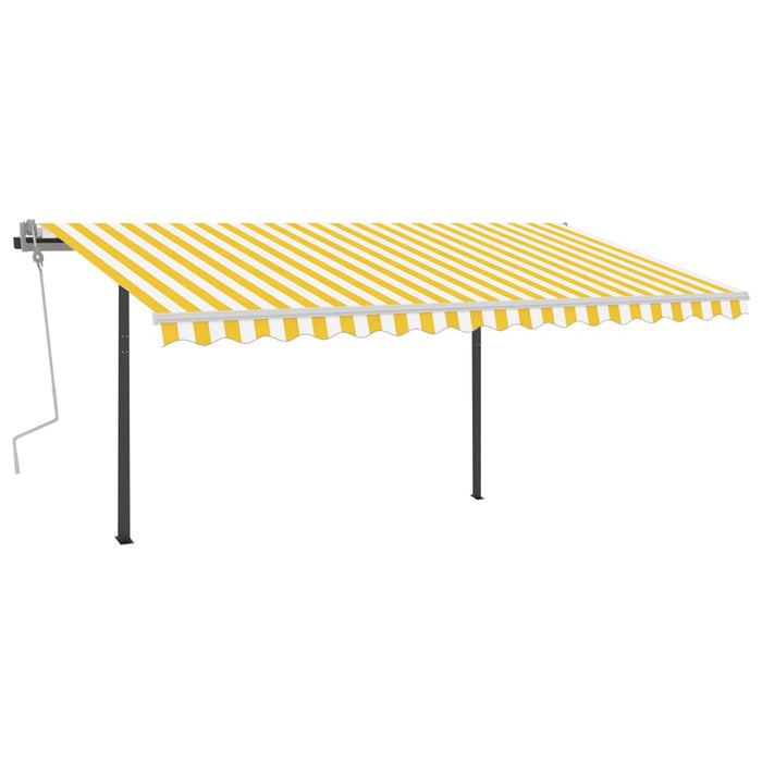 Tenda da Sole Retrattile Manuale con LED 4x3,5 m Gialla Bianca