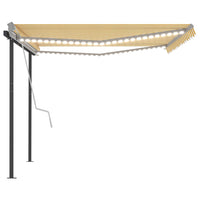 Tenda da Sole Retrattile Manuale con LED 4x3,5 m Gialla Bianca