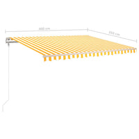 Tenda da Sole Retrattile Manuale con LED 4x3,5 m Gialla Bianca