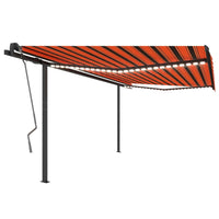 Tenda da Sole Manuale con LED 4x3,5 m Arancione e Marrone 3070225