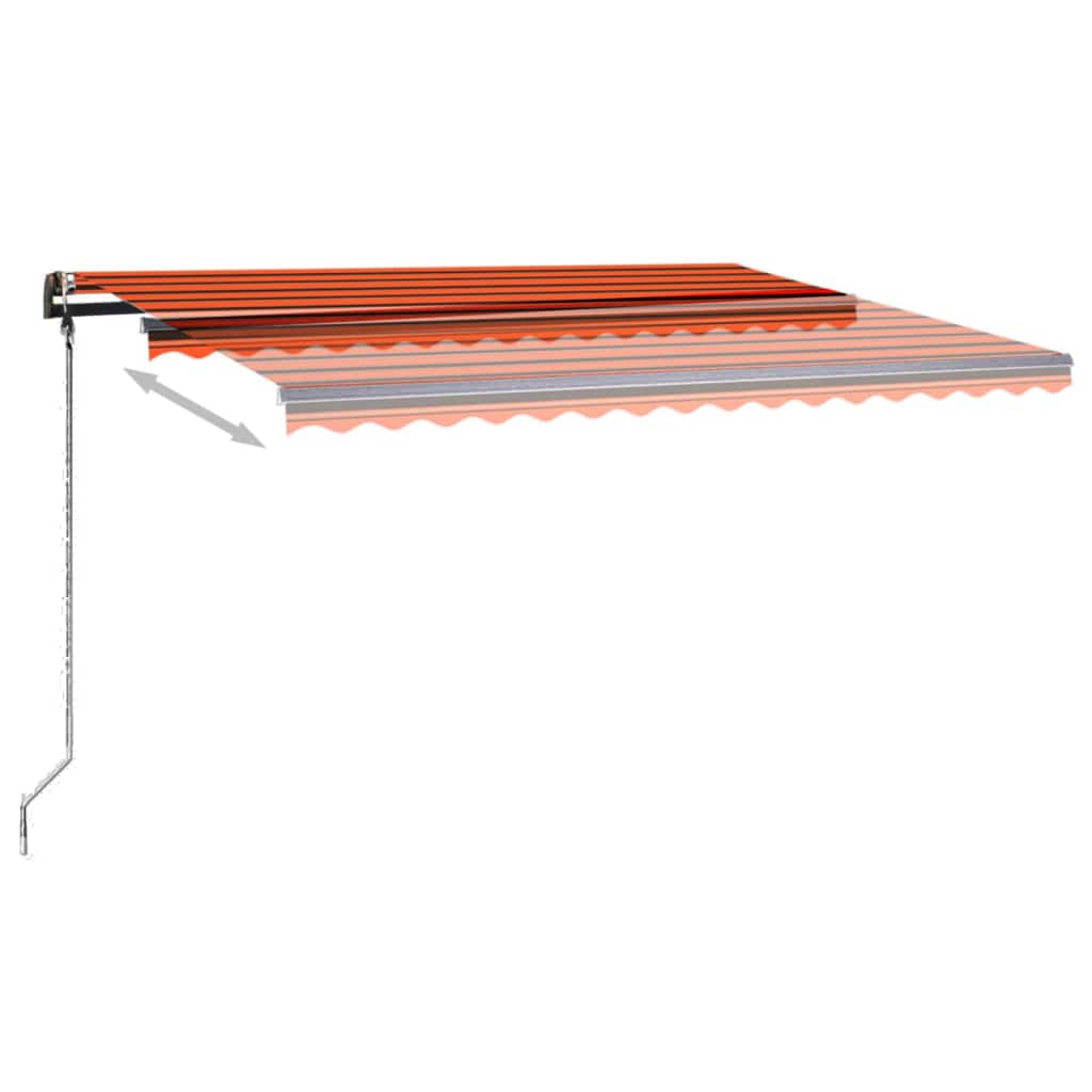 Tenda da Sole Manuale con LED 4x3,5 m Arancione e Marrone 3070225