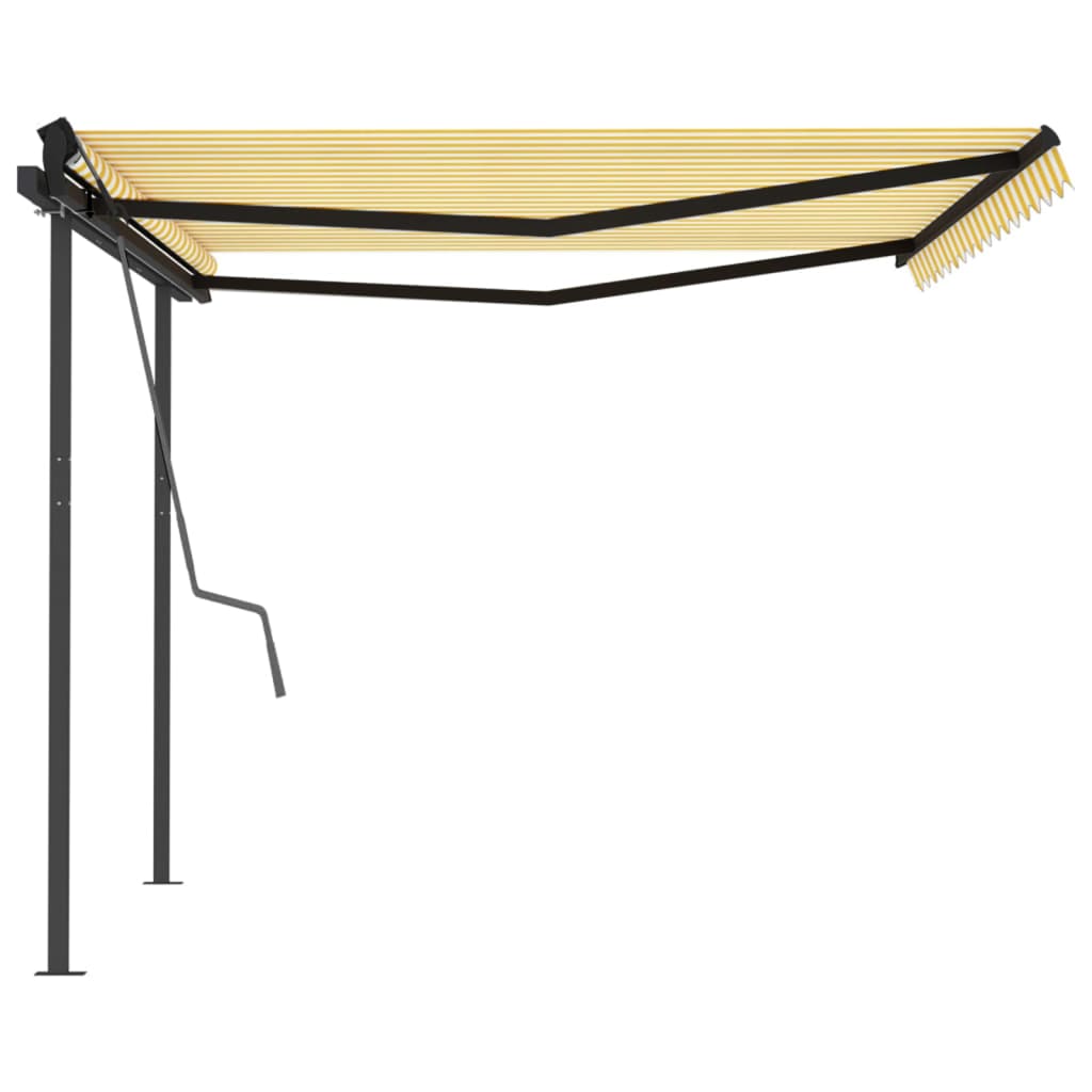 Tenda Retrattile Automatica con Pali 4x3,5 m Gialla e Bianca cod mxl 60720