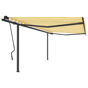 Tenda Sole Retrattile Manuale con Pali 4,5x3,5 m Gialla Bianca 3070238