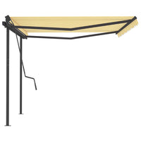 Tenda da Sole Retrattile Manuale e Pali 4,5x3,5 m Gialla Bianca cod mxl 43899