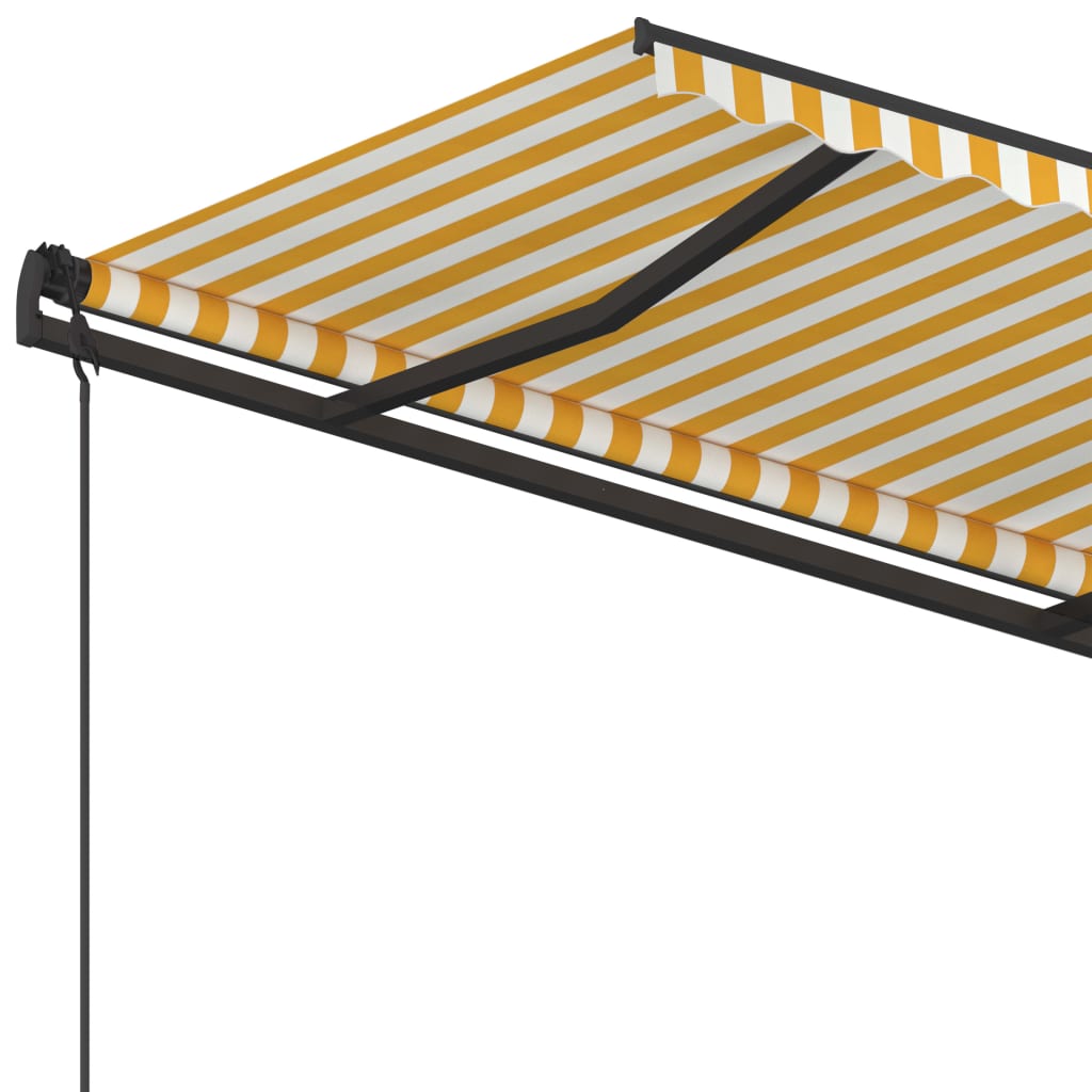 Tenda Sole Retrattile Manuale con Pali 4,5x3,5 m Gialla Bianca 3070238