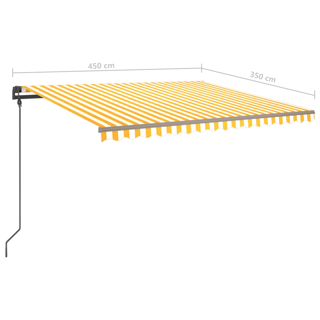 Tenda da Sole Retrattile Manuale e Pali 4,5x3,5 m Gialla Bianca cod mxl 43899