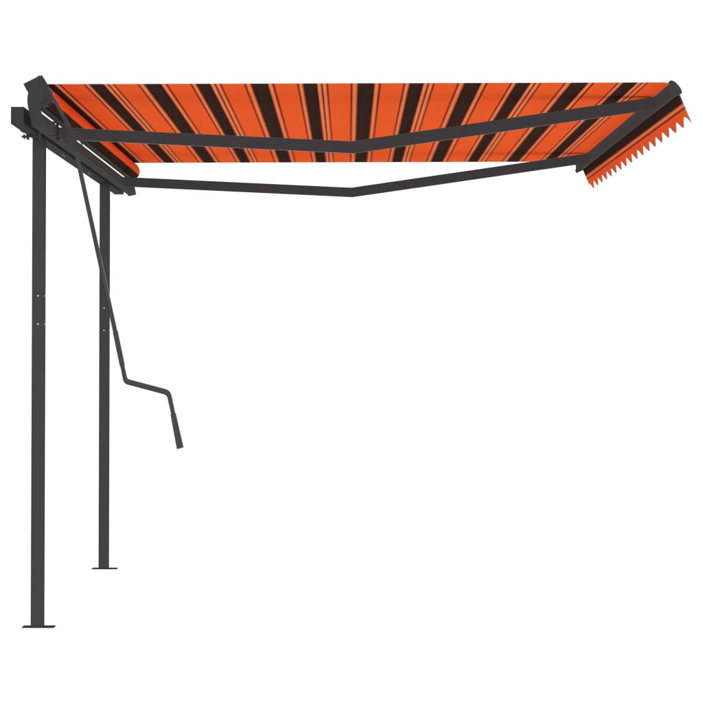 Tenda da Sole Retrattile Manuale Pali 4,5x3,5 m Arancio Marrone cod mxl 68344