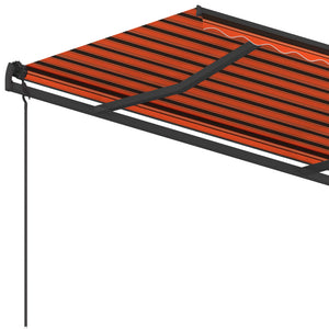 Tenda da Sole Retrattile Manuale Pali 4,5x3,5 m Arancio Marrone cod mxl 68344