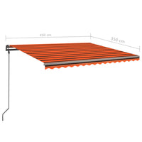 Tenda da Sole Retrattile Manuale Pali 4,5x3,5 m Arancio Marrone cod mxl 68344