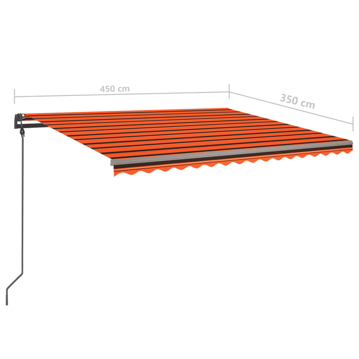 Tenda da Sole Retrattile Manuale Pali 4,5x3,5 m Arancio Marrone cod mxl 68344