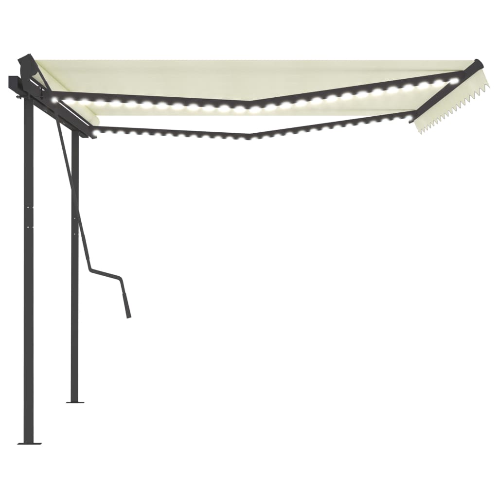 Tenda da Sole Retrattile Manuale con LED 4,5x3,5 m Crema 3070242