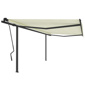 Tenda da Sole Retrattile Manuale con Pali 4,5x3,5 m Crema 3070247