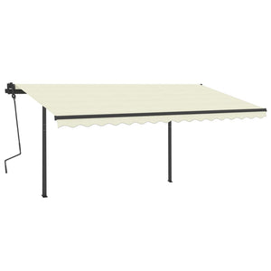 Tenda da Sole Retrattile Manuale con Pali 4,5x3,5 m Crema 3070247