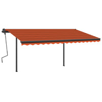 Tenda Retrattile Automatica con Pali 4,5x3,5 m Arancio Marrone cod mxl 68343