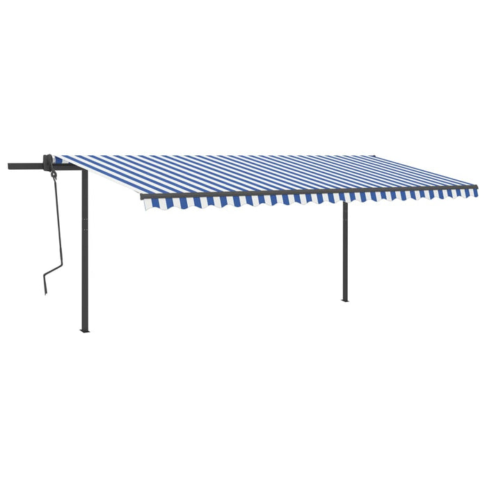 Tenda da Sole Retrattile Manuale con LED 5x3,5 m Blu e Bianca 3070261