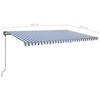 Tenda da Sole Retrattile Manuale con LED 5x3,5 m Blu e Bianca 3070261