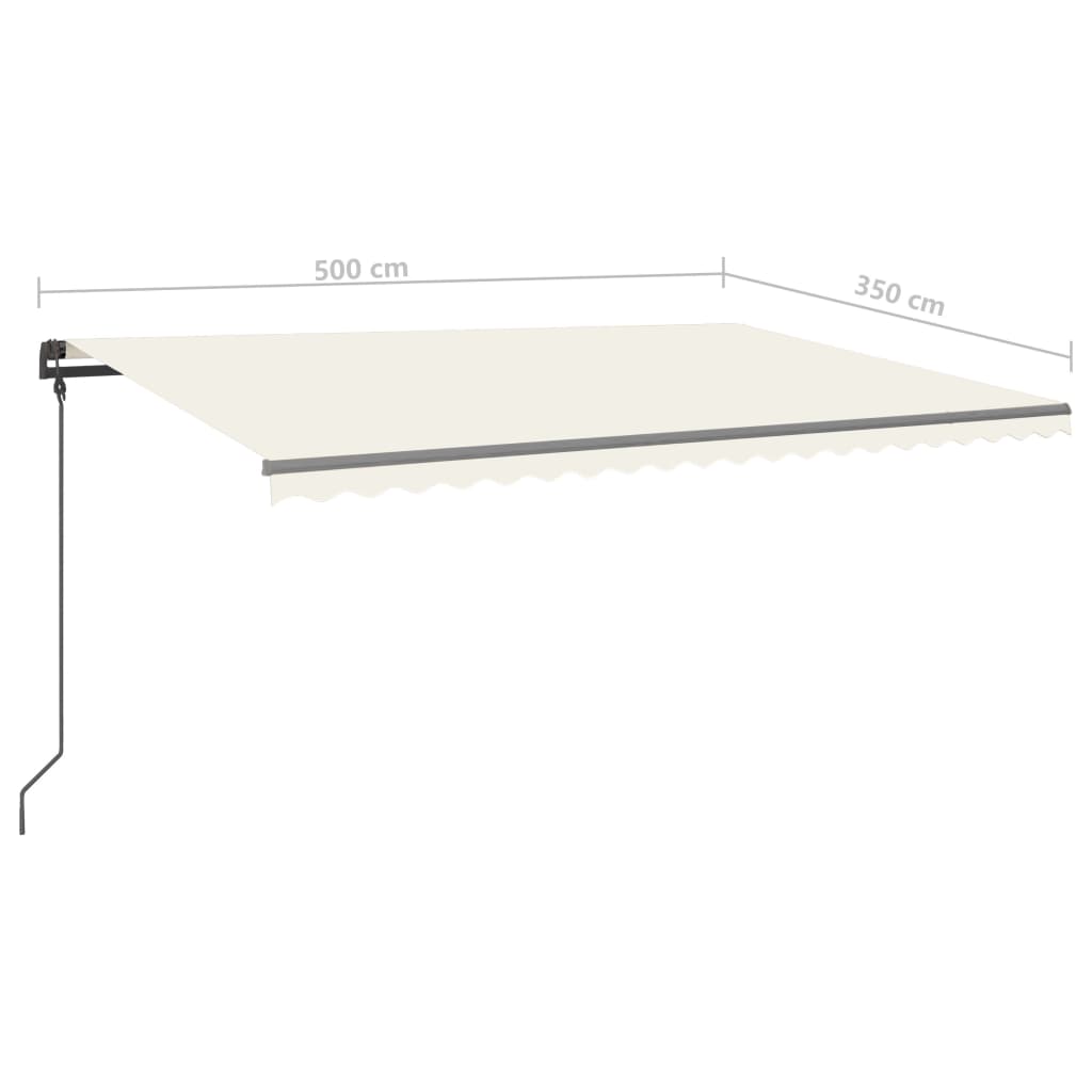 Tenda da Sole Retrattile Manuale con LED 5x3,5 m Crema 3070262