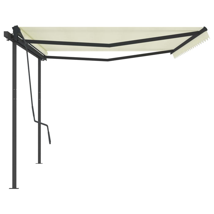 Tenda da Sole Retrattile Automatica con Pali 5x3,5 m Crema 3070267