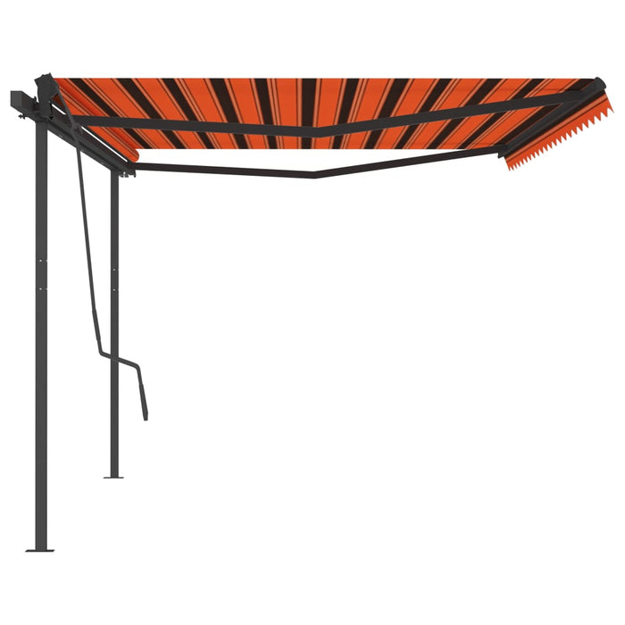 Tenda Retrattile Automatica con Pali 5x3,5 m Arancio Marrone 3070270