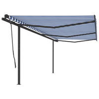 Tenda da Sole Retrattile Manuale con Pali 6x3,5 m Blu e Bianca cod mxl 43852