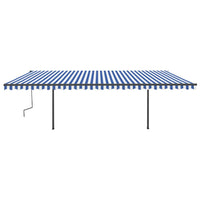 Tenda da Sole Retrattile Manuale con Pali 6x3,5 m Blu e Bianca cod mxl 43852