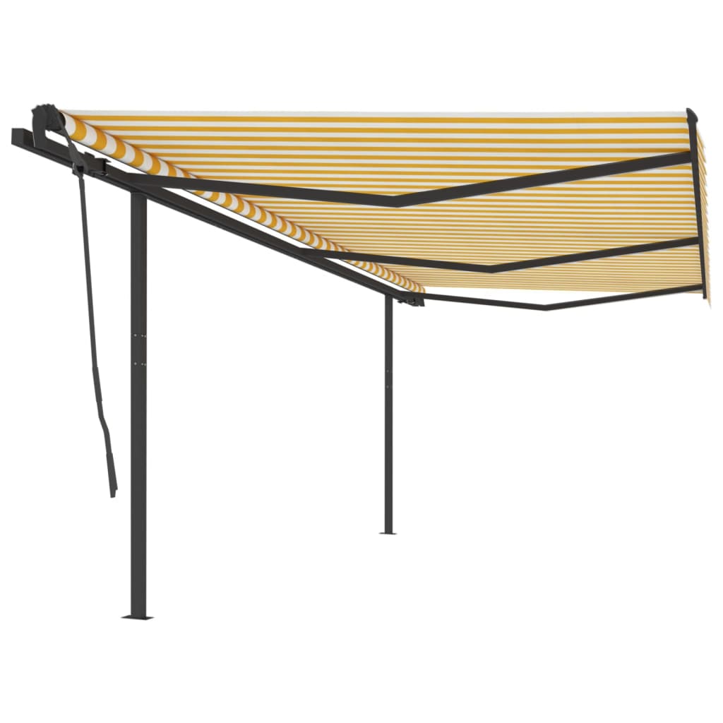 Tenda da Sole Retrattile Manuale con Pali 6x3,5 m Gialla Bianca cod mxl 43871