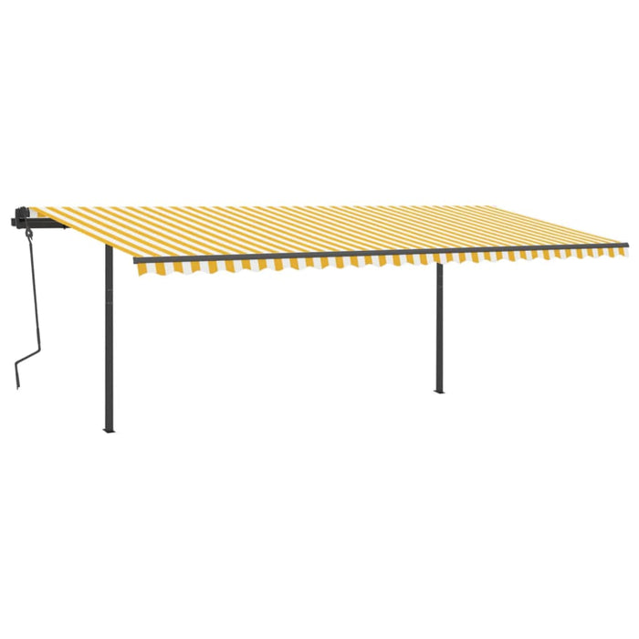 Tenda da Sole Retrattile Manuale con Pali 6x3,5 m Gialla Bianca cod mxl 43871