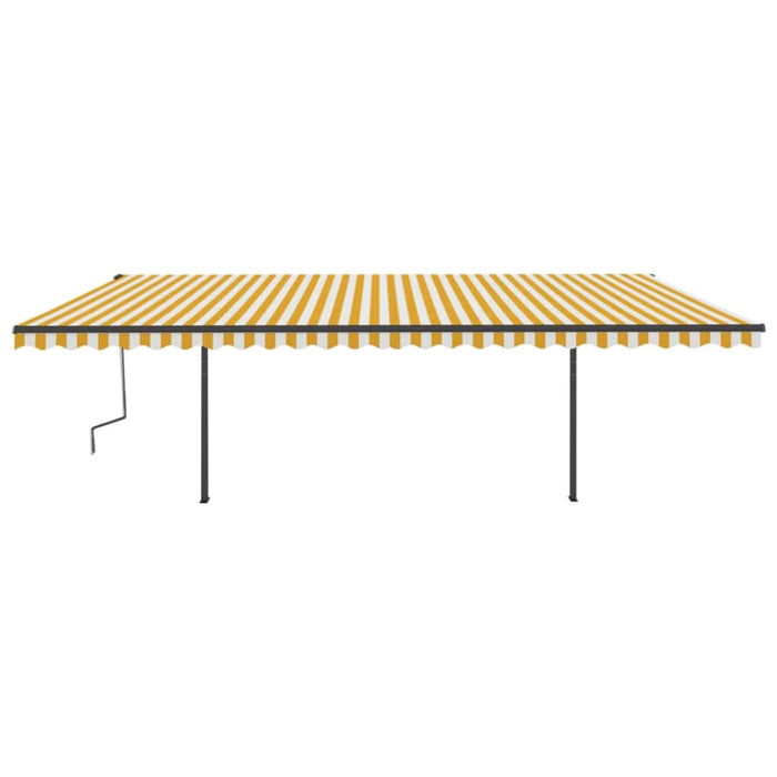 Tenda da Sole Retrattile Manuale con Pali 6x3,5 m Gialla Bianca cod mxl 43871