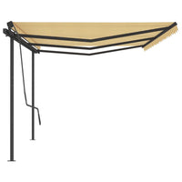 Tenda da Sole Retrattile Manuale con Pali 6x3,5 m Gialla Bianca cod mxl 43871