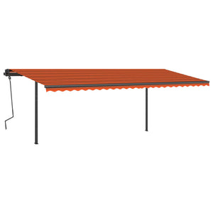 Tenda Retrattile Manuale con Pali 6x3,5 m Arancio e Marrone cod mxl 39699