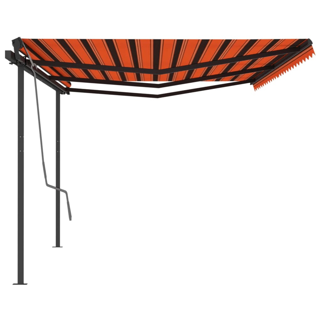 Tenda Retrattile Manuale con Pali 6x3,5 m Arancio e Marrone cod mxl 39699