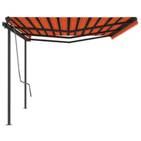 Tenda Retrattile Manuale con Pali 6x3,5 m Arancio e Marrone cod mxl 39699