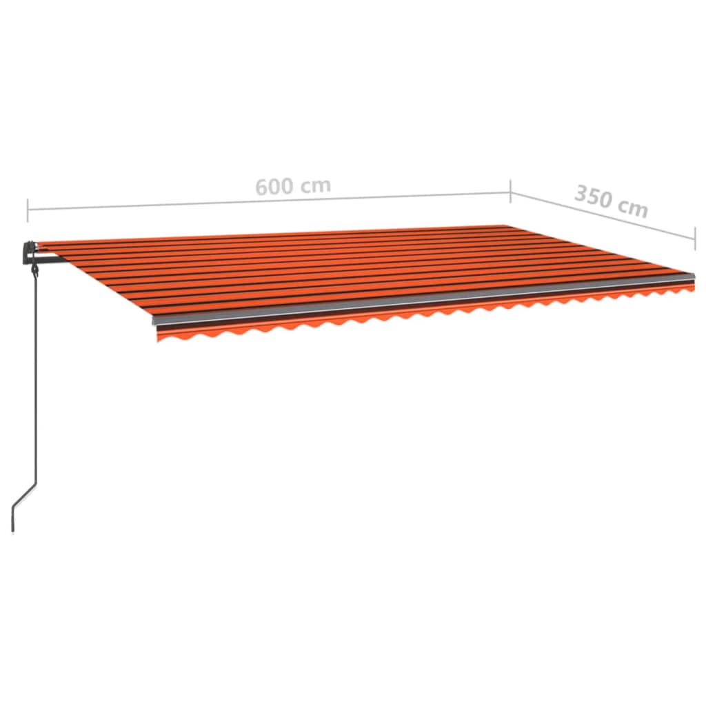 Tenda Retrattile Manuale con Pali 6x3,5 m Arancio e Marrone cod mxl 39699