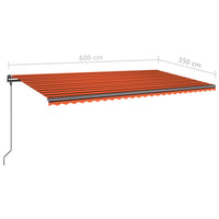 Tenda Retrattile Manuale con Pali 6x3,5 m Arancio e Marrone cod mxl 39699