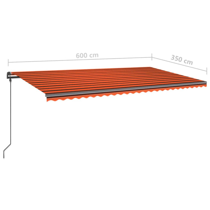 Tenda Retrattile Manuale con Pali 6x3,5 m Arancio e Marrone cod mxl 39699