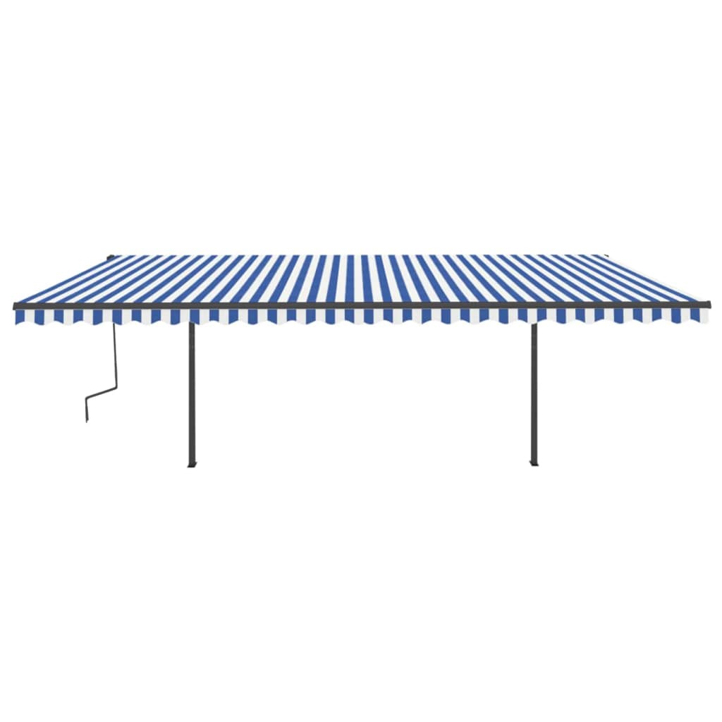 Tenda da Sole Retrattile Manuale con LED 6x3,5 m Blu e Bianca cod mxl 43846