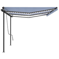 Tenda da Sole Retrattile Manuale con LED 6x3,5 m Blu e Bianca 3070281