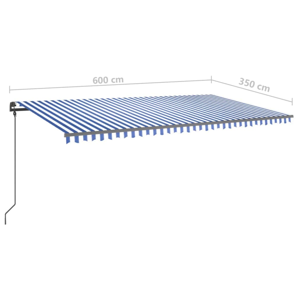 Tenda da Sole Retrattile Manuale con LED 6x3,5 m Blu e Bianca cod mxl 43846