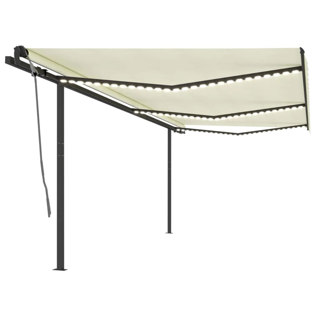 Tenda da Sole Retrattile Manuale con LED 6x3,5 m Crema cod mxl 55269