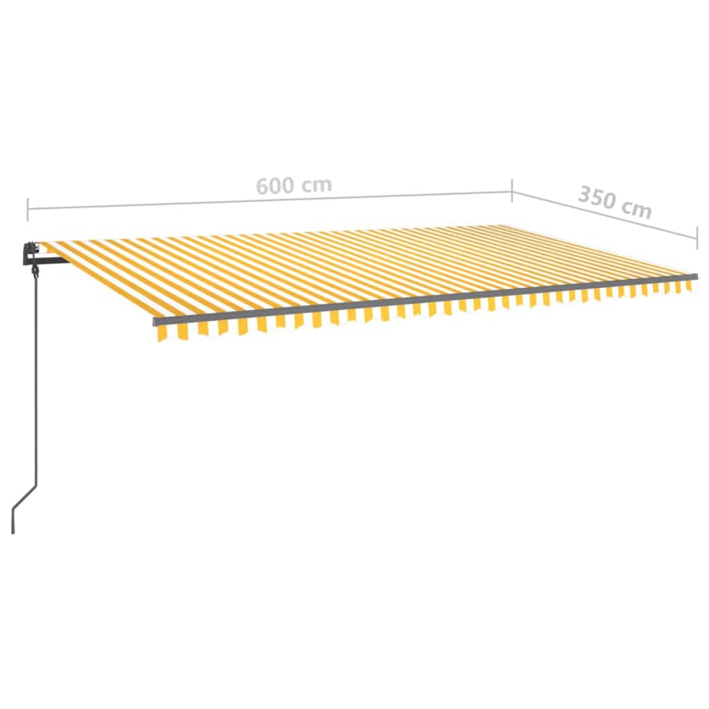 Tenda da Sole Retrattile Manuale con LED 6x3,5 m Gialla Bianca cod mxl 43767