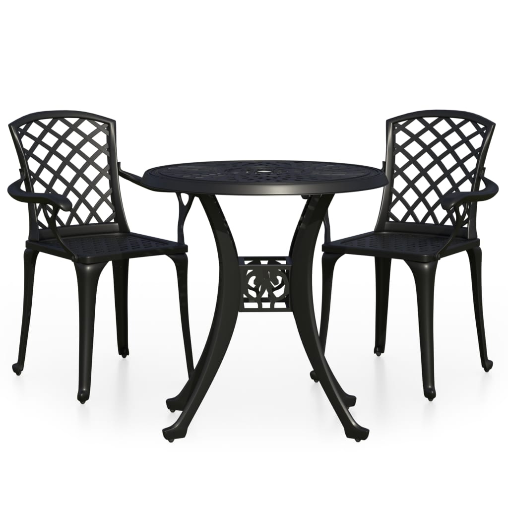 Set da Bistrot 3 pz in Alluminio Pressofuso Nero 3070581