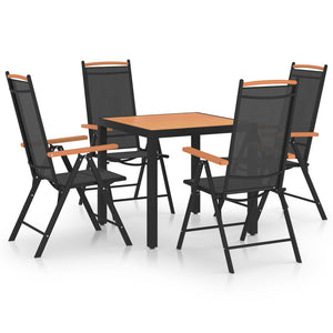 Set Mobili da Pranzo per Giardino 5 pz in Alluminio Nero