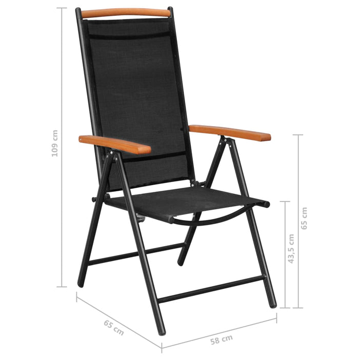 Set Mobili da Pranzo per Giardino 5 pz in Alluminio Nero