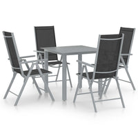 Set Mobili da Pranzo per Giardino 5 pz Alluminio Argento e Nero cod mxl 40735