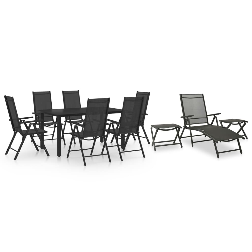 Set da Pranzo da Giardino 10 pz Nero e Antracite cod mxl 43878