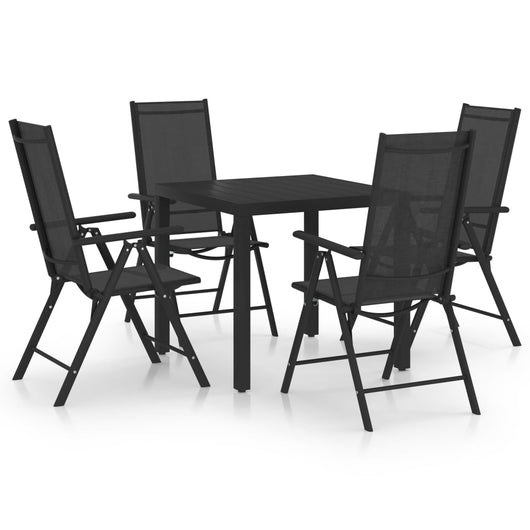 Set Mobili da Pranzo per Giardino 5 pz in Alluminio Nero cod mxl 45893