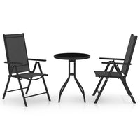 Set da Bistrot 3 pz in Alluminio e Textilene Nero cod mxl 42070