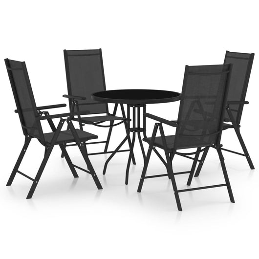 Set Mobili Pranzo per Giardino 5 pz in Alluminio Textilene Nero cod mxl 45899